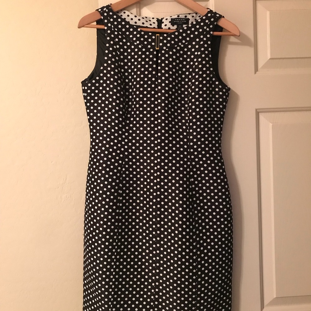 Tahari black and white dress.